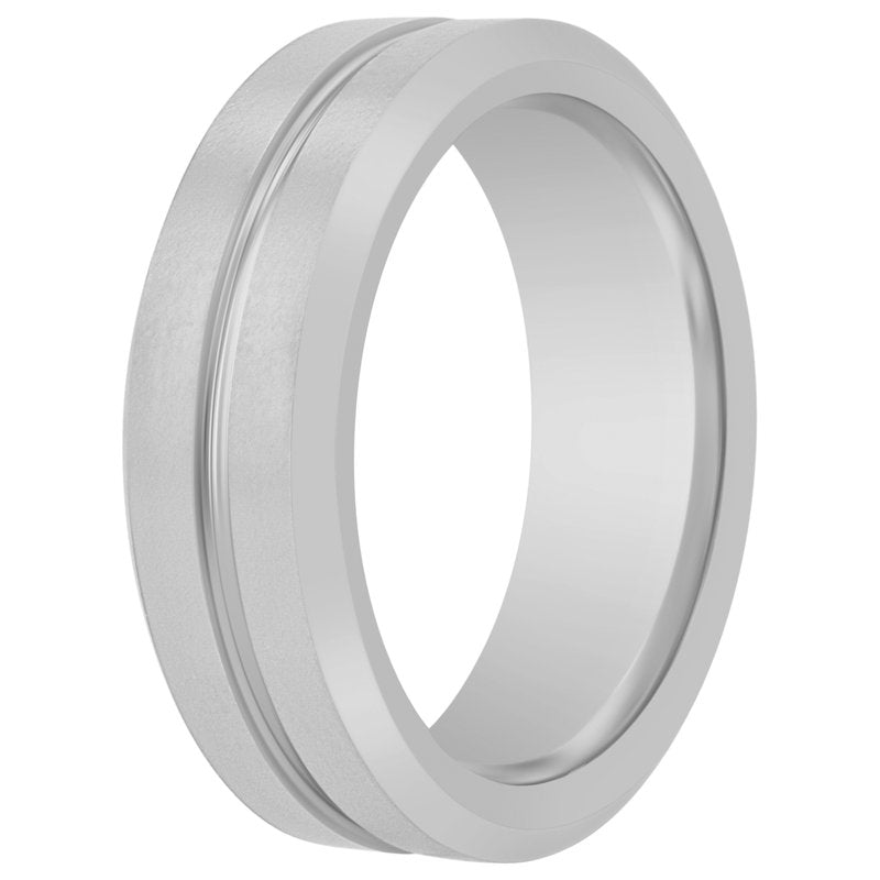 Men's Tungsten 8MM Grooved Comfort Fit Wedding Band - Men's Ring