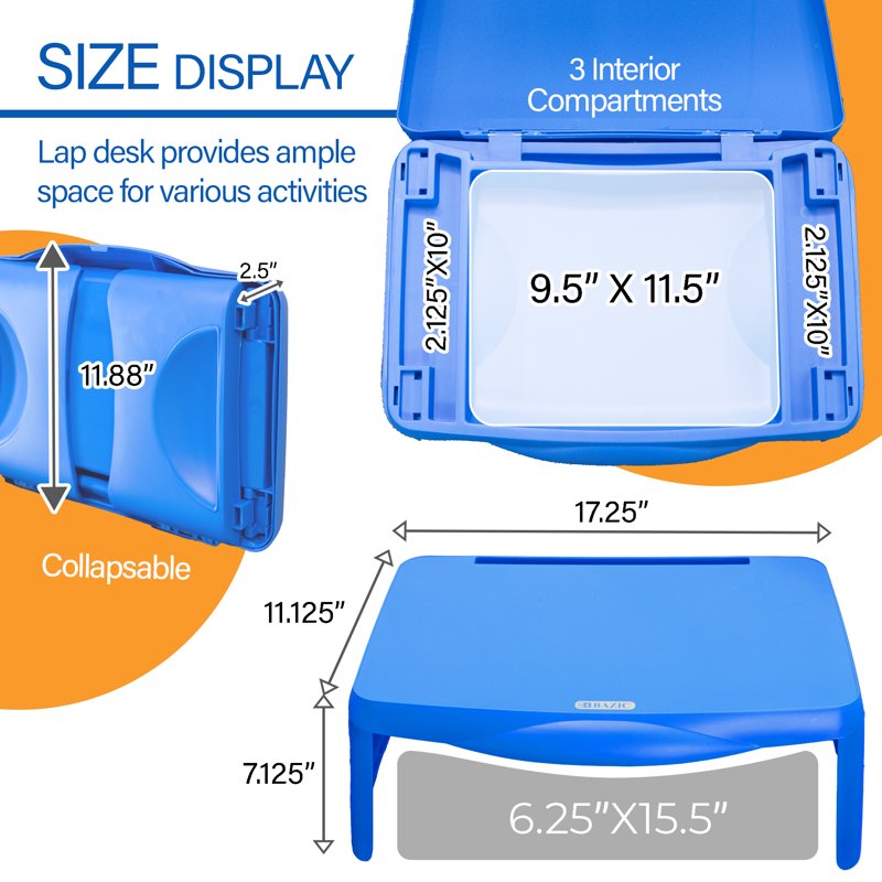 Foldable Lap Desk with Storage - Travel, Study, Activity, 3-Pack
