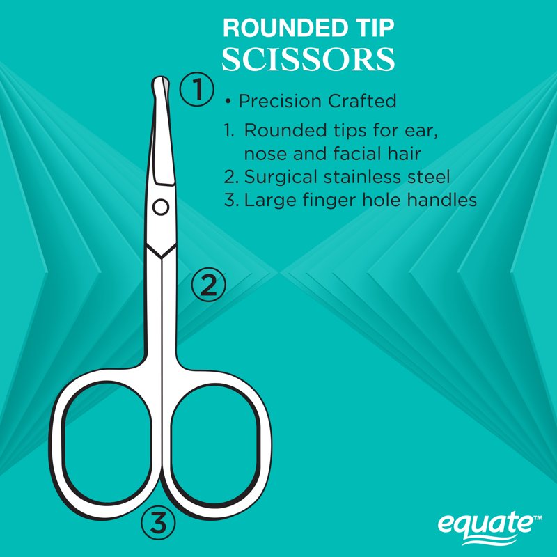 Safety Tip Grooming Scissors - Stainless Steel, Precise Ear and Facial Hair Trimming