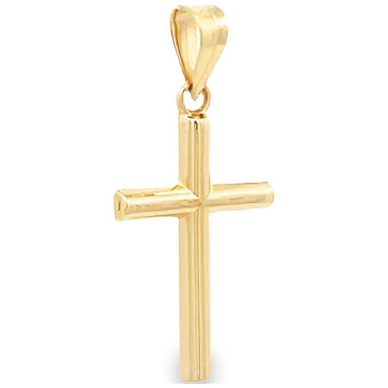 Unisex 14K Gold Tube Cross Pendant - Faith Jewelry with Gift Box
