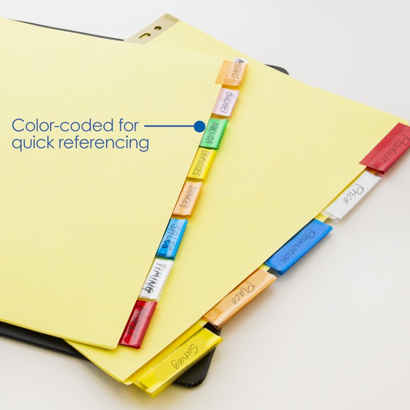 Binder Dividers with Insertable Color Tabs for 3-Ring Binders, Canary Yellow, 8 Count