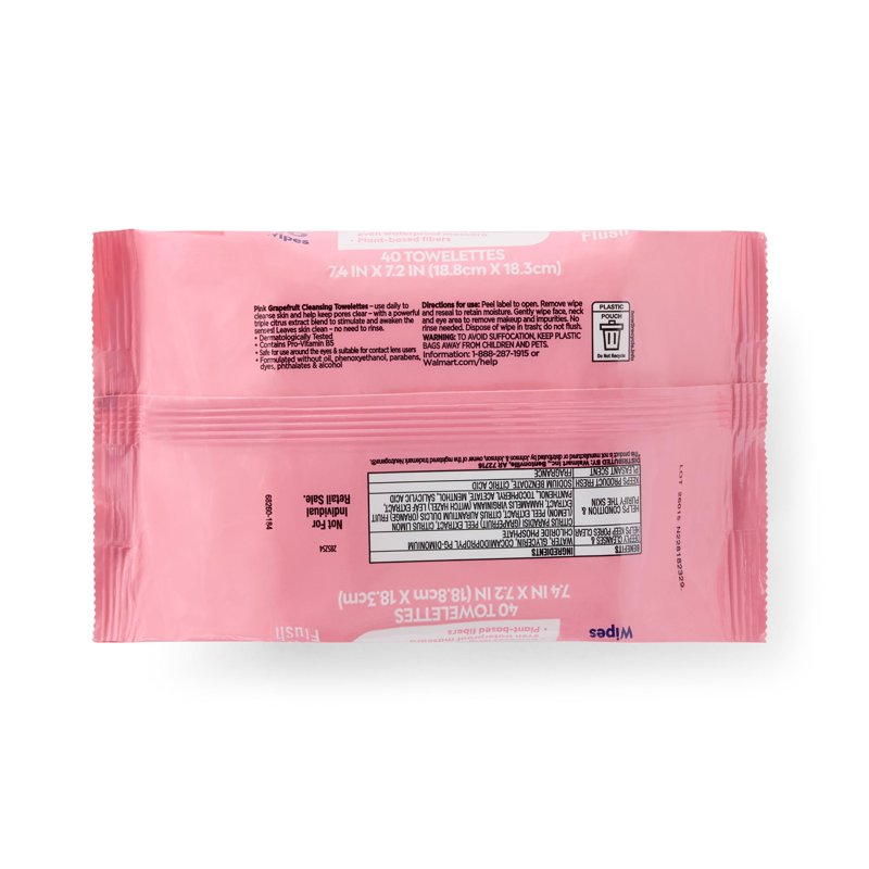 Pink Grapefruit Cleansing Towelettes - Makeup Remover & Face Wipes
