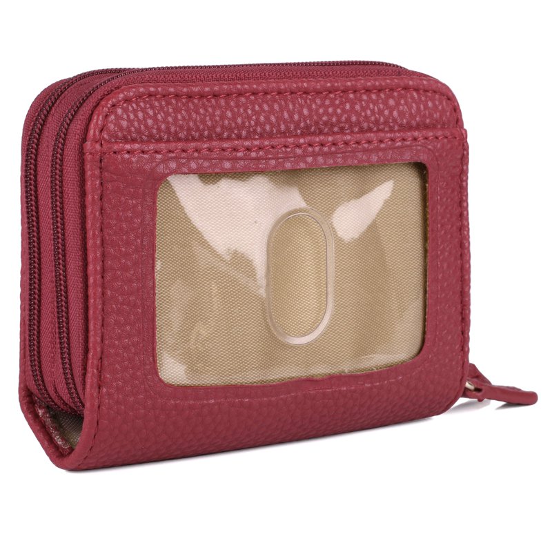 Women's RFID Blocking Pebble Leather Wizard Wallet with Zipper & Card Slots
