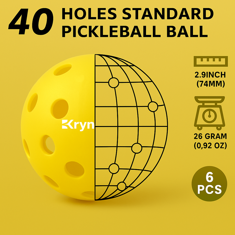 USAPA-Approved 6-Pack 40-Hole Outdoor Pickleballs with Mesh Carry Bag