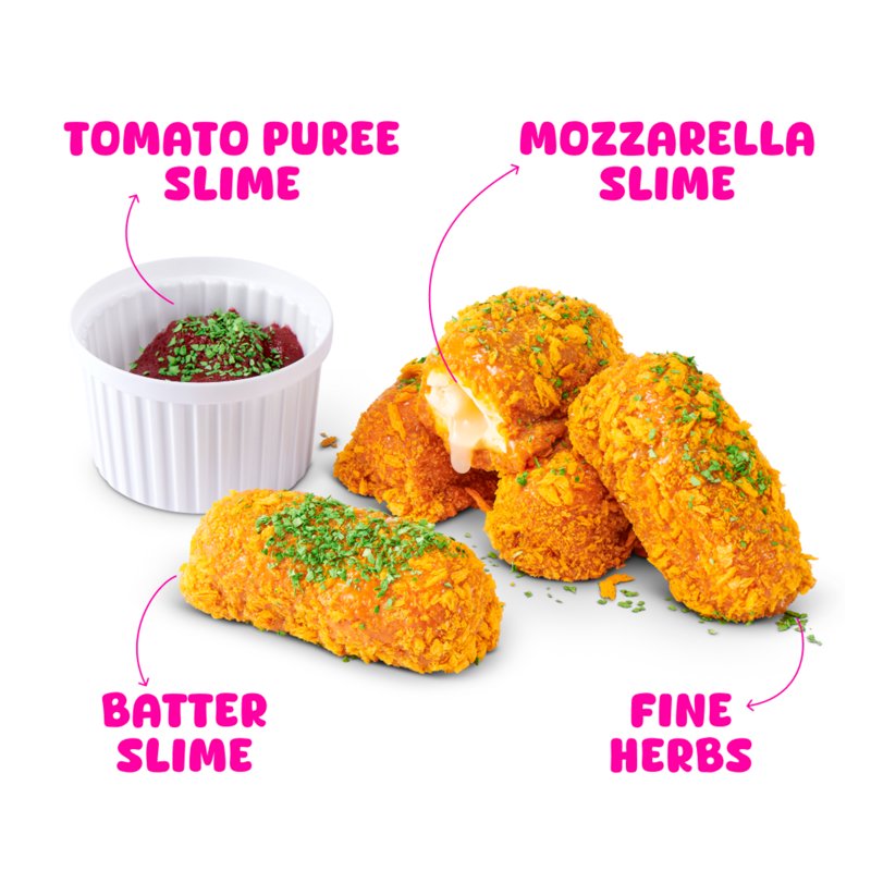 Kids DIY Play Food Slime Kit with Mozzarella Sticks & Shopping Bag