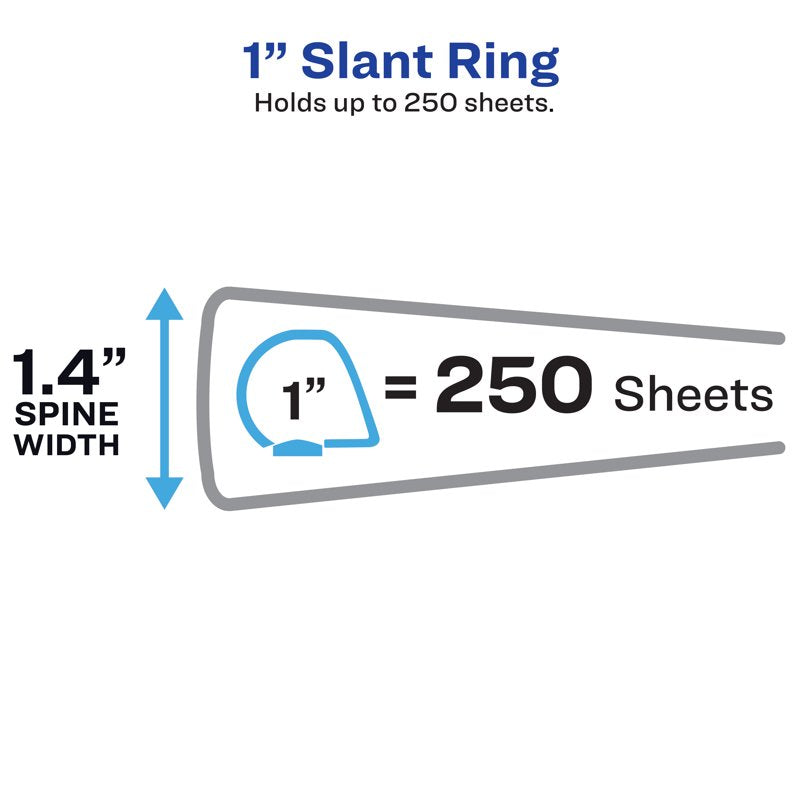 Heavy-Duty View Binder with Slant Rings - 1 Inch White, Archival Safe