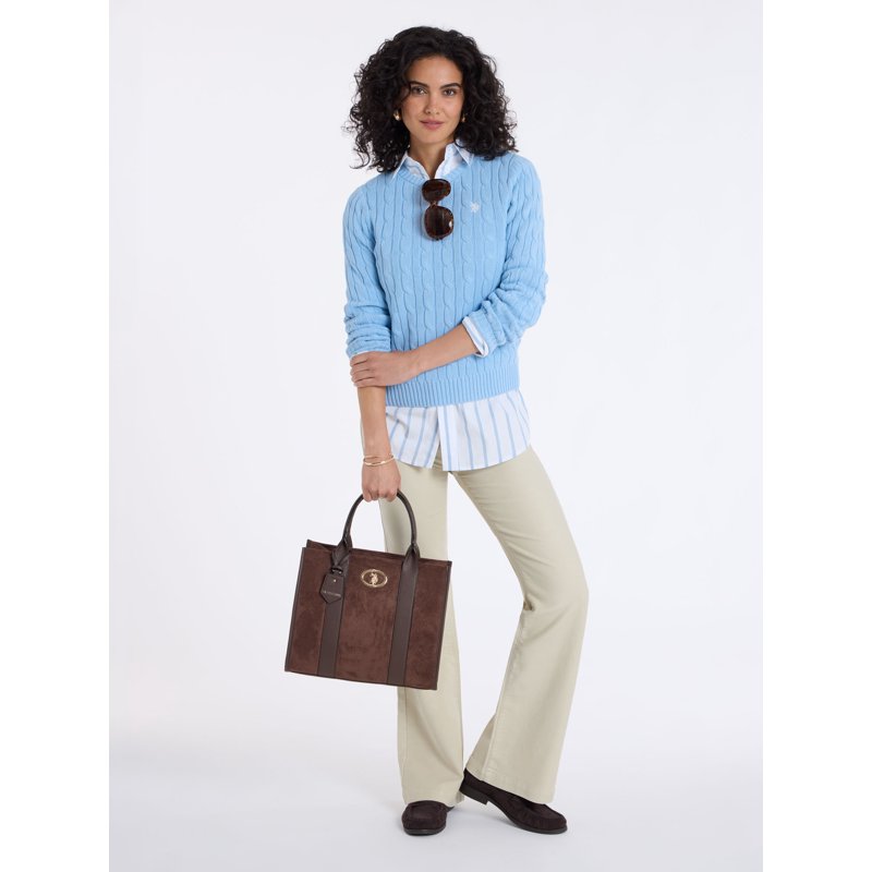 Women's Brown Heritage Tote Bag - Classic Style & Spacious for Daily Use