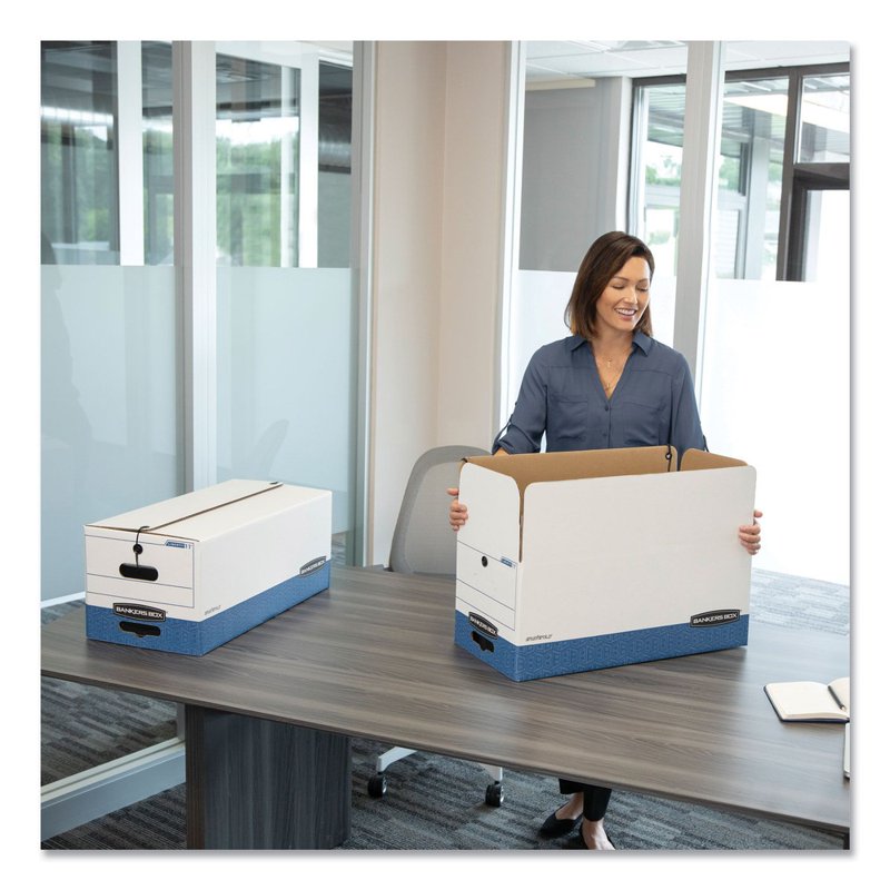 Medium-Duty Storage File Boxes - 12.25 x 16 x 11 Inches, White/Blue, 4 Pack