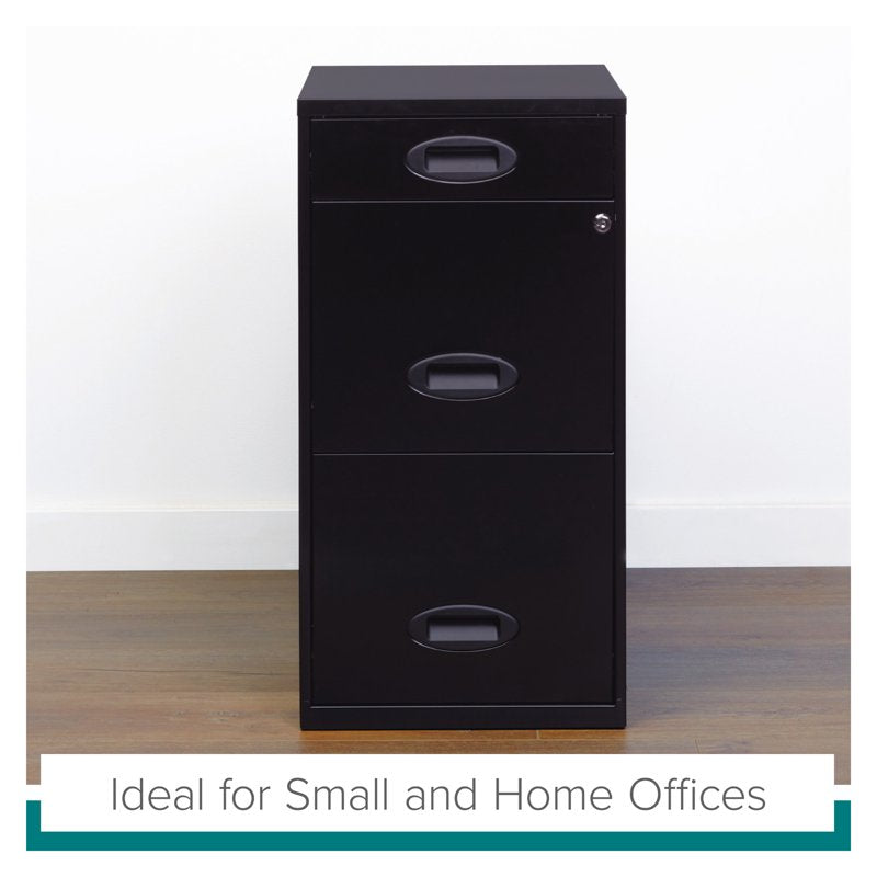 Steel File Cabinet with 3 Drawers for Letter Size Documents Black