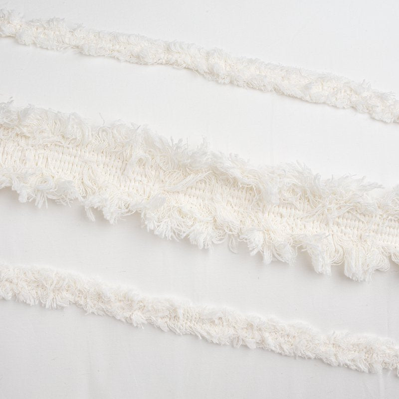 Boho Fringe Semi-Sheer Curtain Panels Set of 2 - Ivory Cotton Window Drapes