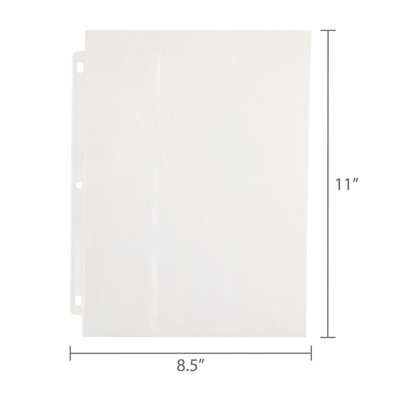 9-Pocket Trading Card Pages Clear 8.5x11in Protectors for Collectible Cards