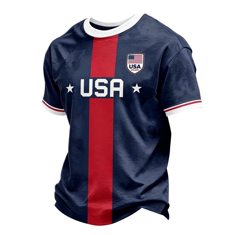 USA Soccer Jersey 2026 Crewneck – Zimjoy Men’s National Team Shirt, Wine, 3XL