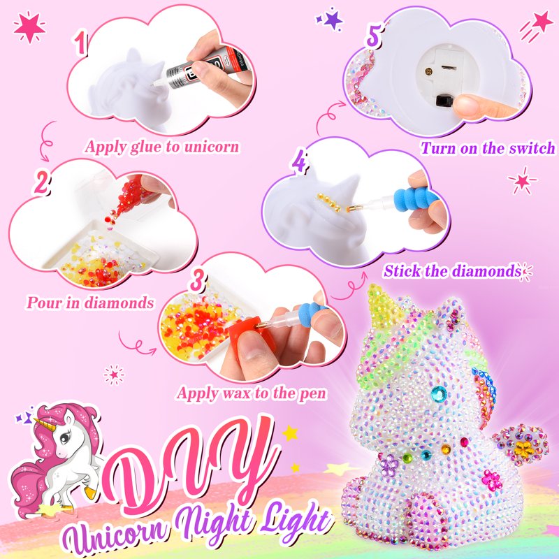 Unicorn Night Light Craft Kit for Girls Ages 6-12 - DIY Sparkling Lamp Gift