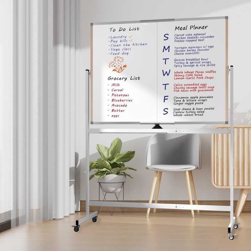 Large Rolling Whiteboard on Wheels - 48 x 36 Inches Magnetic Dry Erase Board with Stand