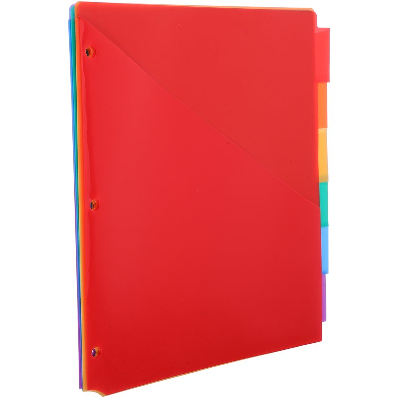 Multicolor Plastic Binder Dividers with Tabs for A4 & Letter Size Binders - 6 Pack