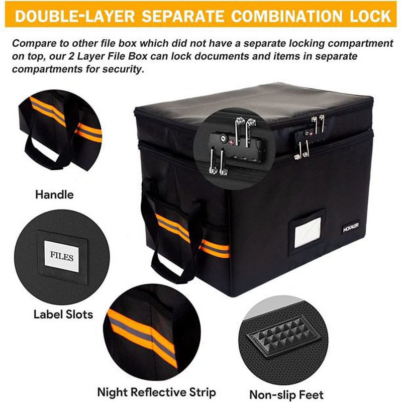 Fireproof Waterproof Legal Size Document Folder Organizer - Black