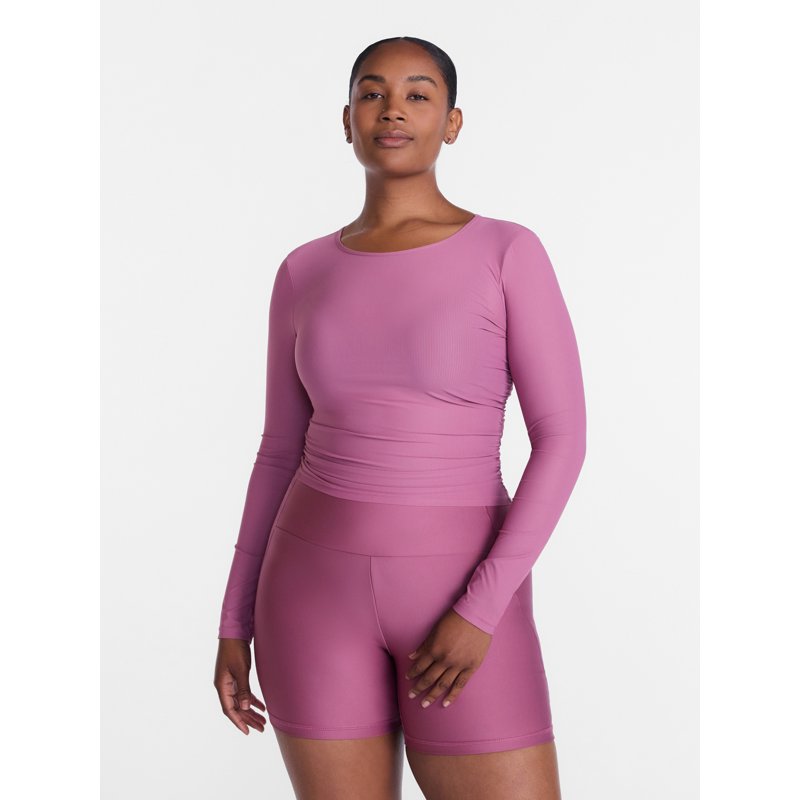 Women's Ruched Side Cinch Top - Activewear & Casual Pullover