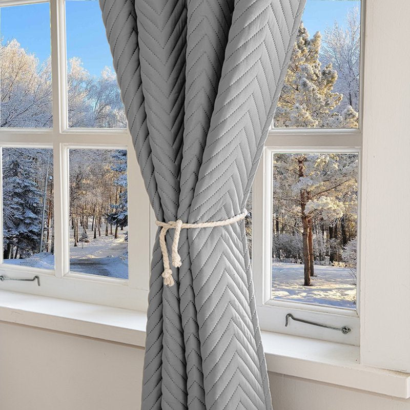Thermal Blackout Curtains for Winter - Soundproof & Windproof 55x102 Gray