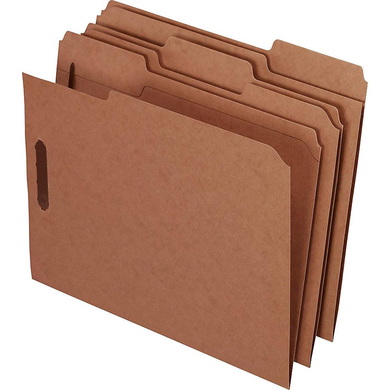 Fastener Folders 2 Fasteners 1/3 Cut Tabs Letter Size Kraft 50 Pack