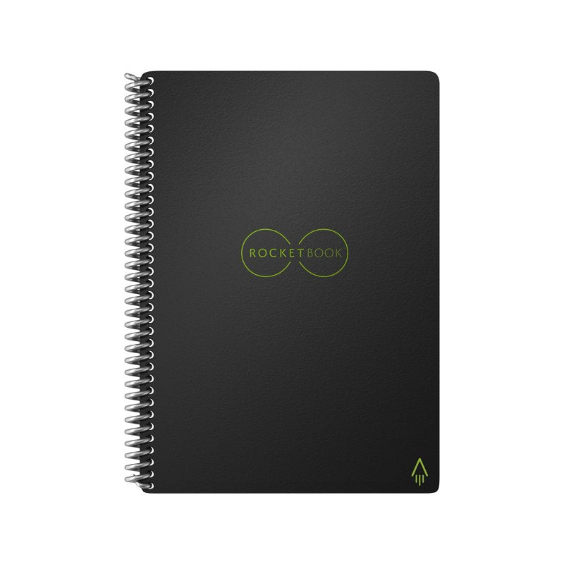 Rocketbook Core Executive Reusable Smart Notebook, Spiral Bound, Dot Grid, 36 Pages, Black