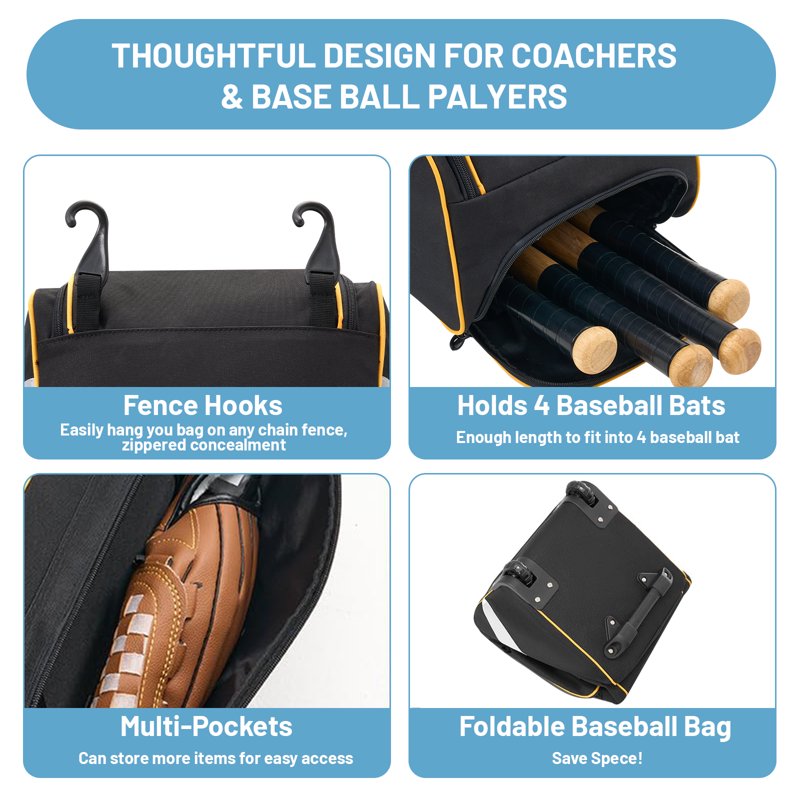 Large Baseball & Softball Catcher Gear Bag with Wheels, 81L Capacity, Multi-Pockets