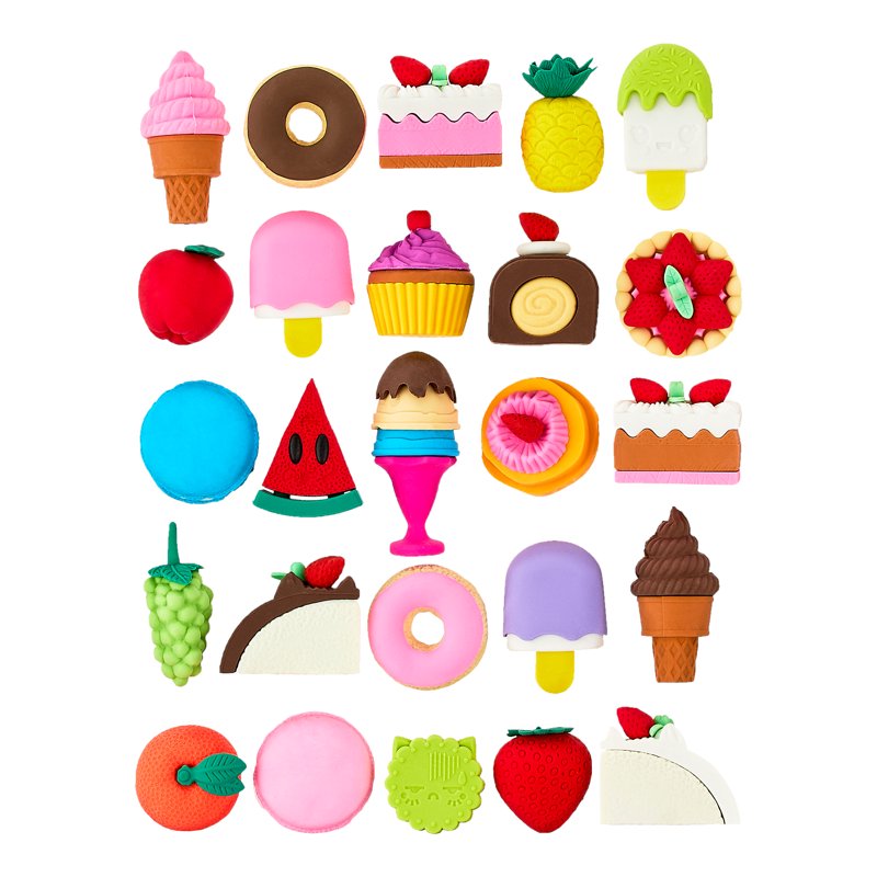 Treats Theme Novelty Eraser Pals Set – 25 Colorful Fun School Supplies