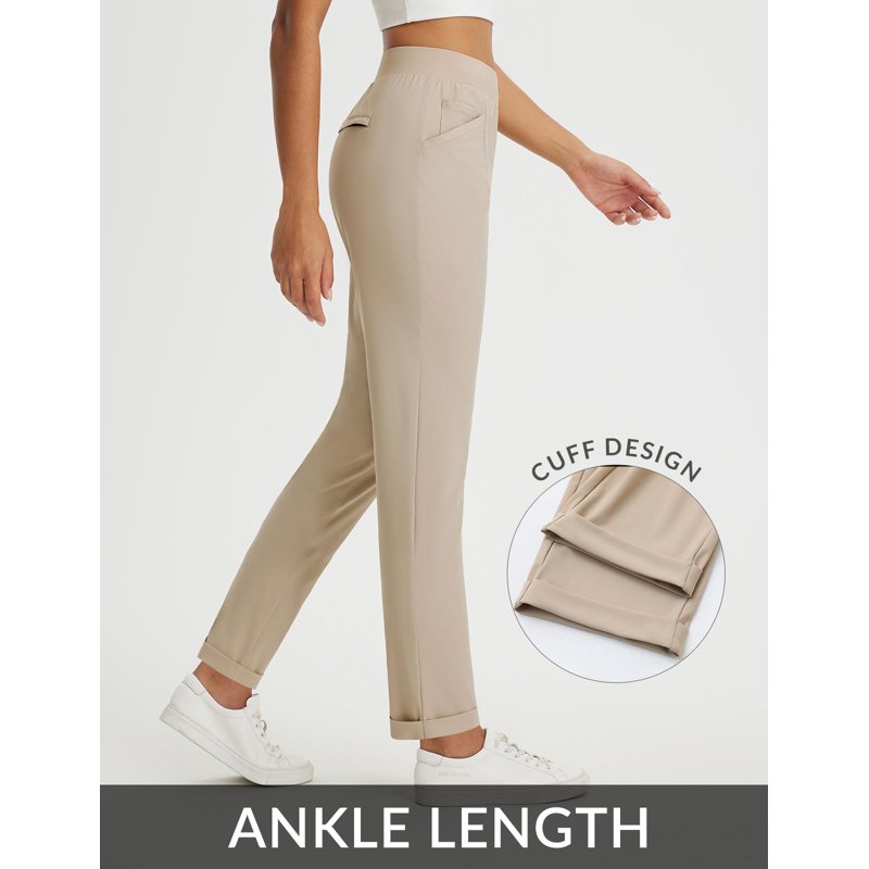 Baleaf Women’s Travel Biz Casual Pants with Pockets - Beige, Size L