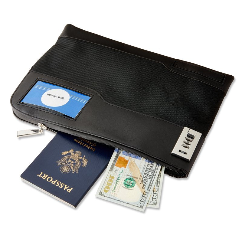Locking Security Bag with Combination Lock - Water-Resistant Nylon, 11.5 x 8.39 Inches