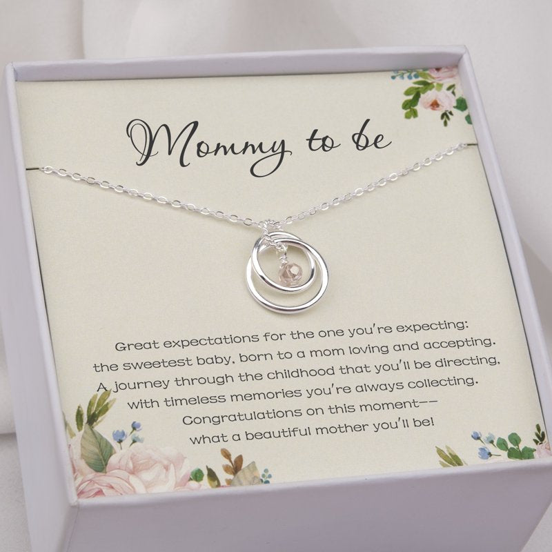 Sterling Silver Pregnancy Necklace for Expecting Moms Baby Shower Gift