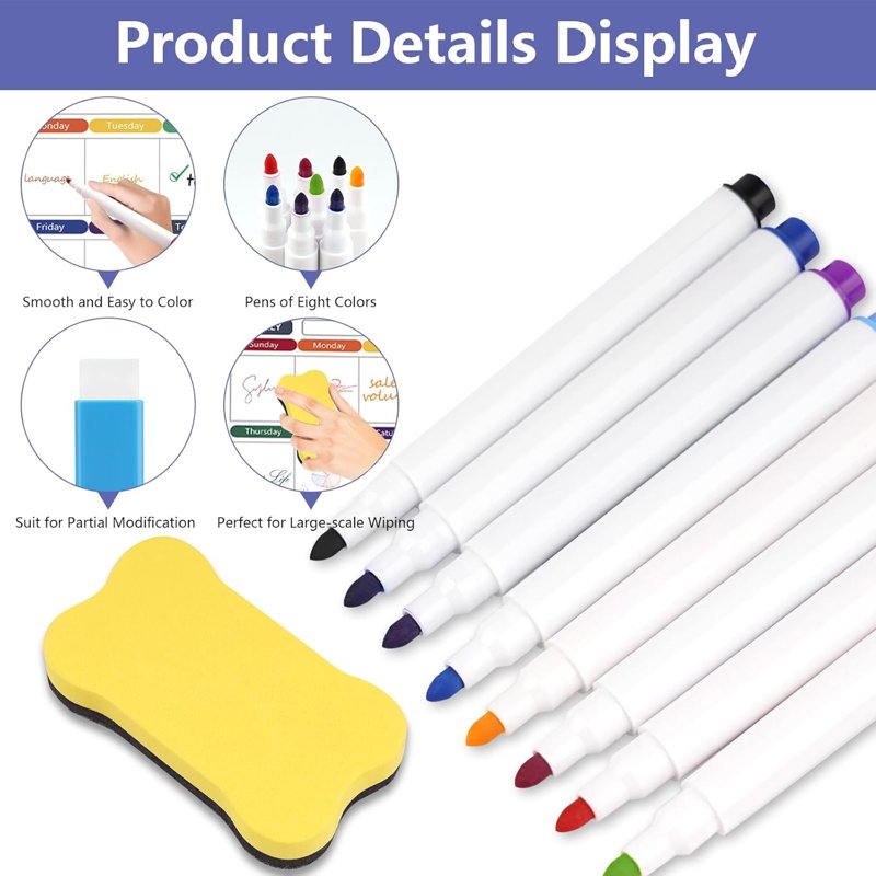Magnetic Dry Erase Calendar Set for Refrigerator & Wall - Monthly Weekly Daily Planner