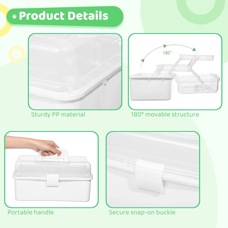 3-Layer Art & Craft Tackle Box with Mini Storage Containers - Portable Organizer