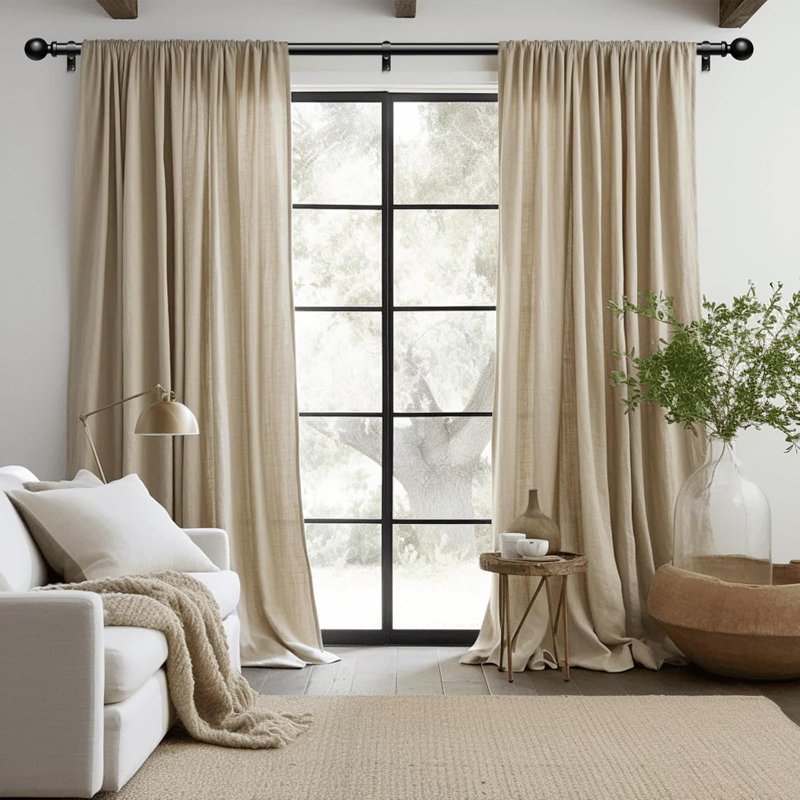 Heavy Duty Adjustable Curtain Rods 36-91 Inch Modern Window Treatment Set