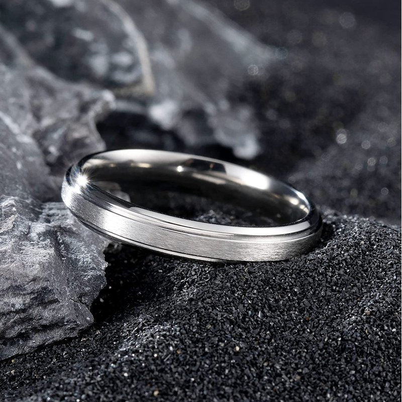 Brushed Titanium Wedding Band with Comfort Fit - 4mm Men’s Ring