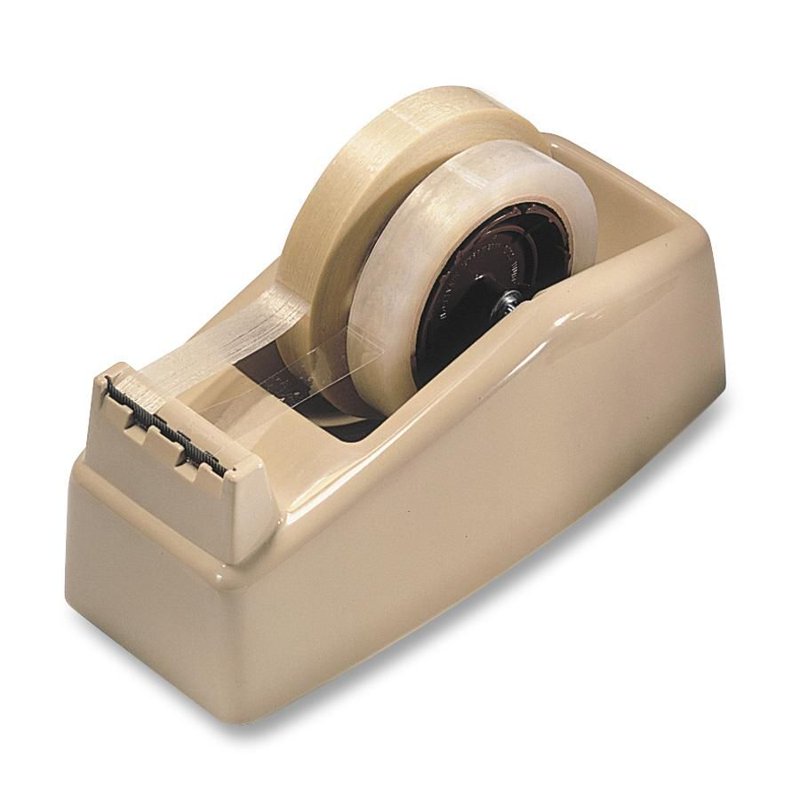 Heavy Duty Two-Roll Desktop Tape Dispenser - High-Impact Plastic, Tan