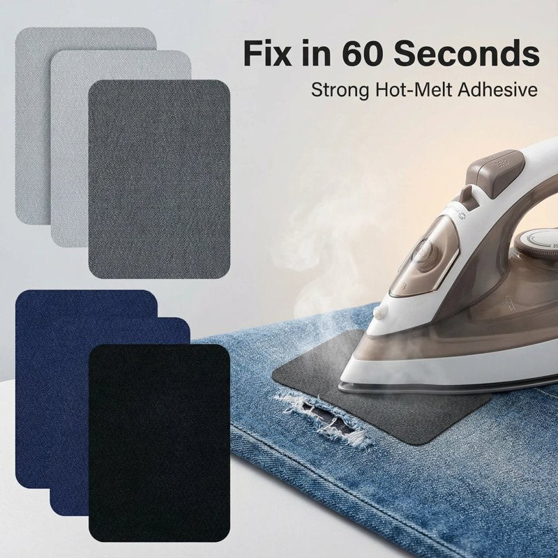 Iron-On Fabric Repair Patches 12-Pack - Waterproof Denim & Clothing Mends