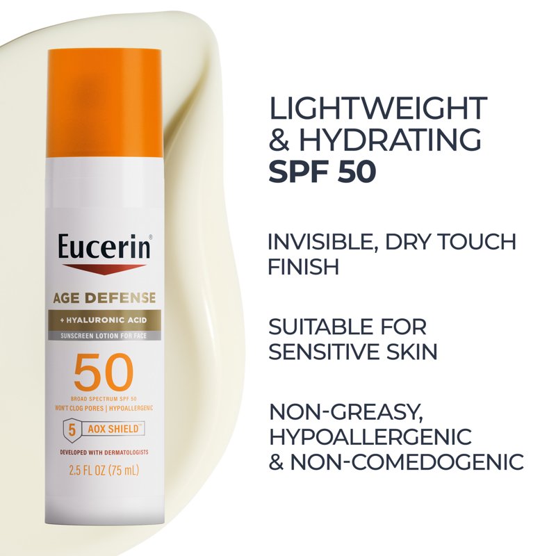 SPF 50 Face Sunscreen Lotion with Hyaluronic Acid - Youthful Skin Support
