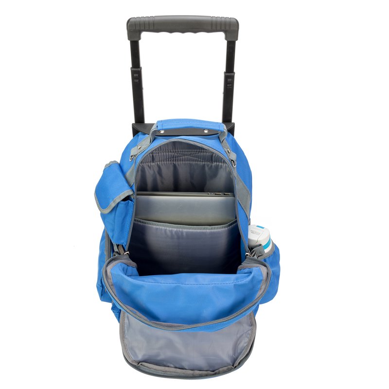 Heavy Duty 17-Inch Unisex Rolling School Backpack with Multiple Compartments