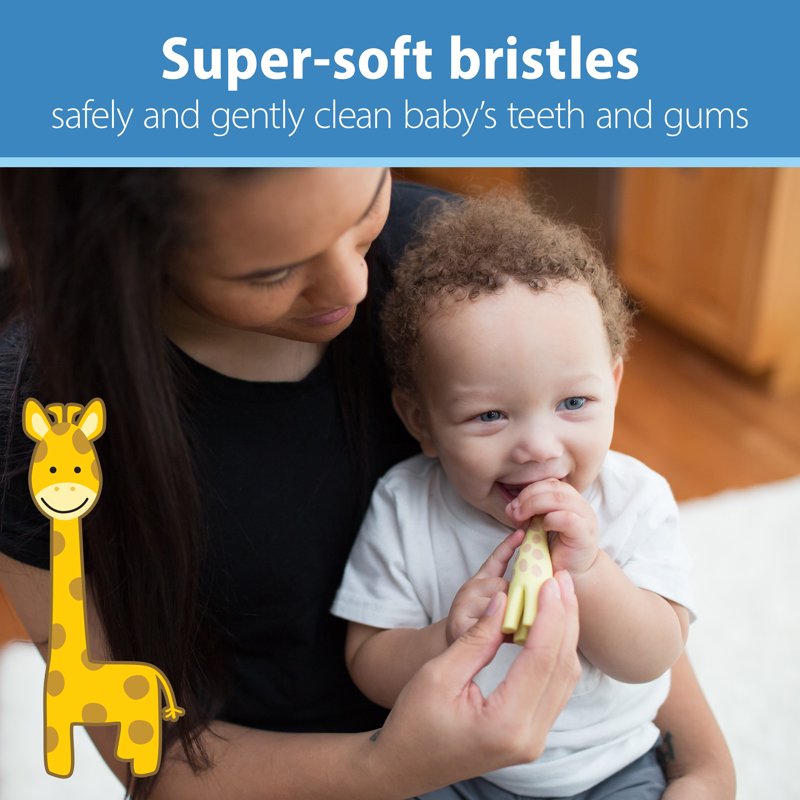 Infant-to-Toddler Toothbrush and Fluoride-Free Strawberry Toothpaste Set - Giraffe Variation (0-3 Years)