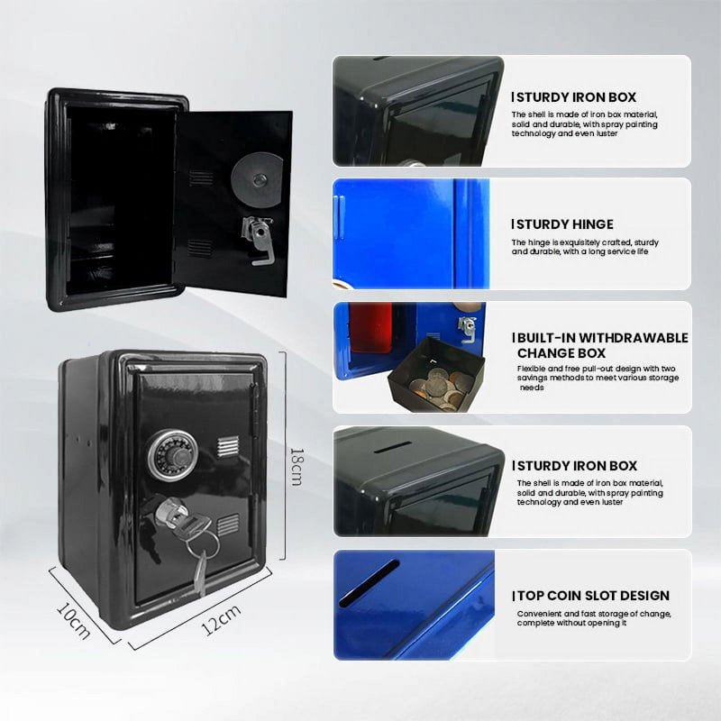 Mini Safe Box with Secure Lock and 2 Keys, Perfect for Jewelry Cash & ID Cards