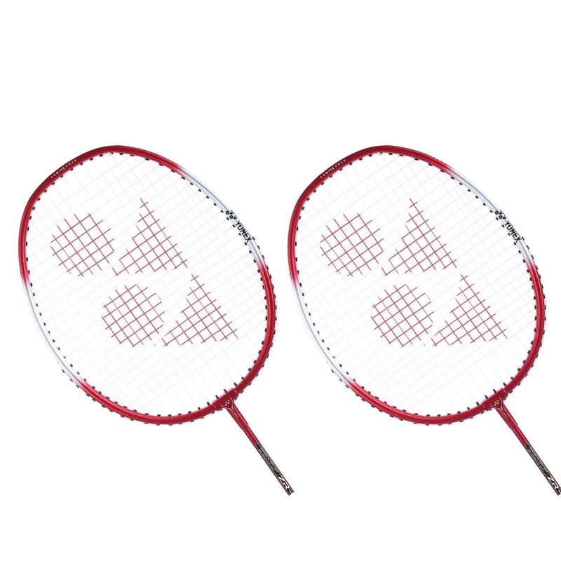 Lightweight Aluminium Badminton Racquet Set - 2 Rackets with Covers, Red