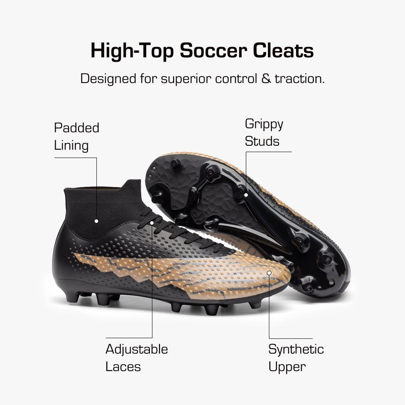 Dream Pairs Men’s High-Top Soccer Cleats - Firm Ground/AG Indoor Outdoor 12 Black Brown