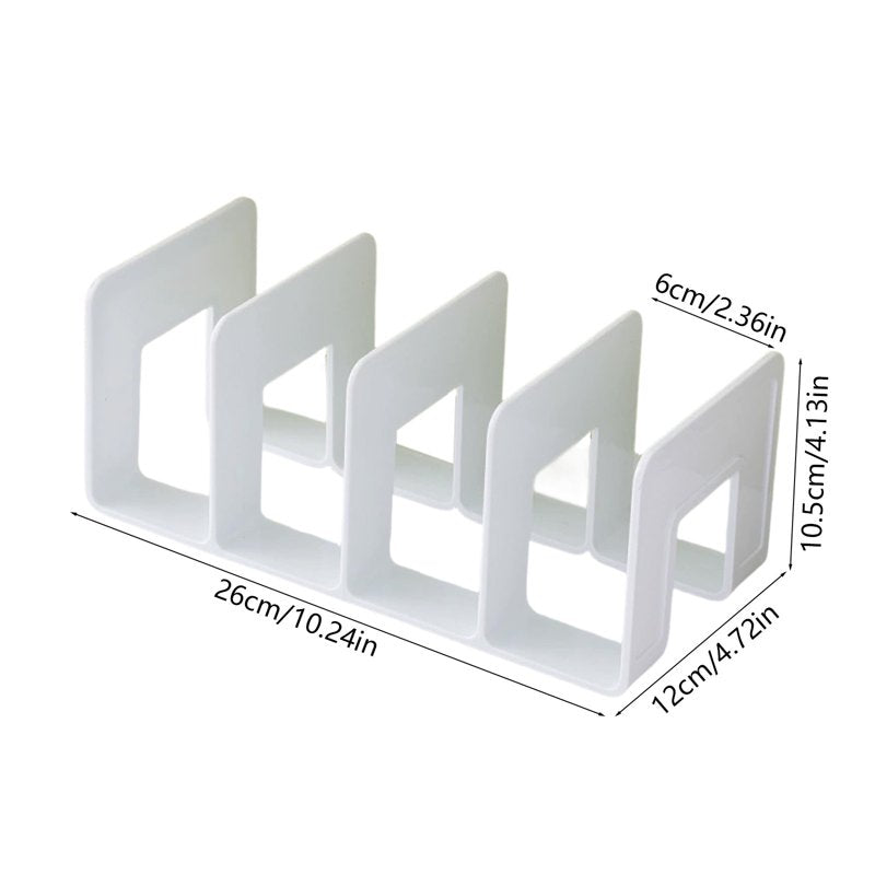 Desktop Book Organizer Shelf with Dividers - Plastic File Sorter for Office & Study