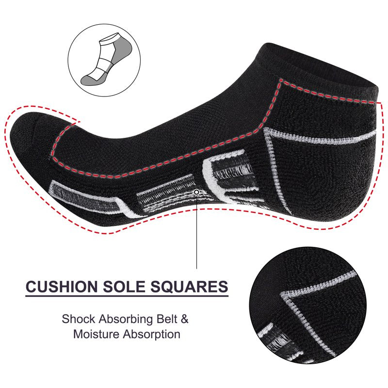 Men's Ankle Socks 10 Pairs Cushioned Athletic Breathable Casual Socks