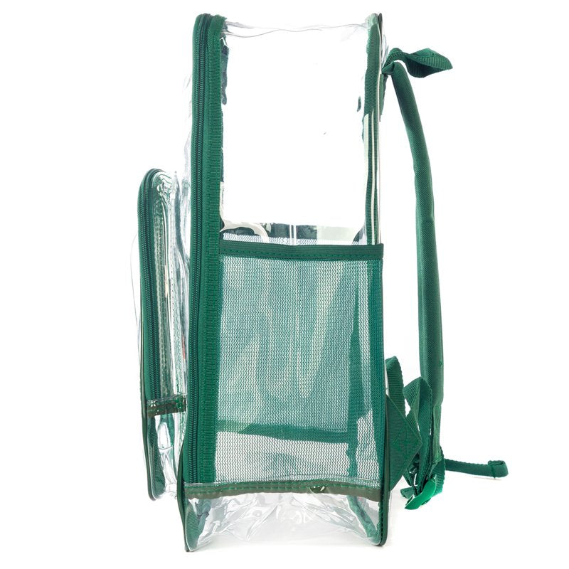 Heavy Duty Clear Backpack with Green Trim for School & Work