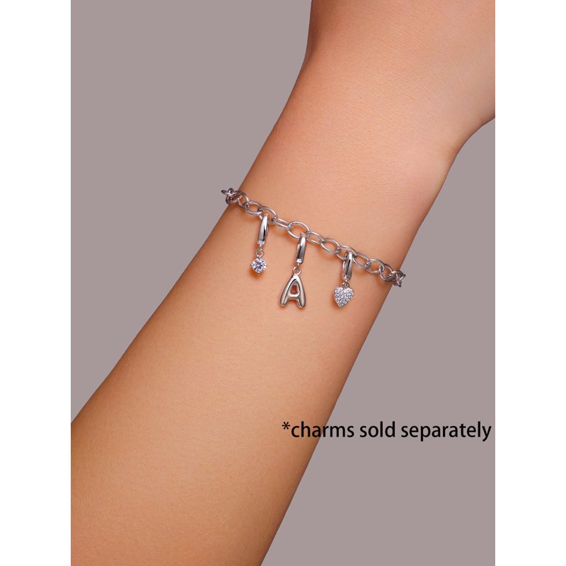Sterling Silver Cable Bracelet for Charms - Adjustable, 7.5 Inch