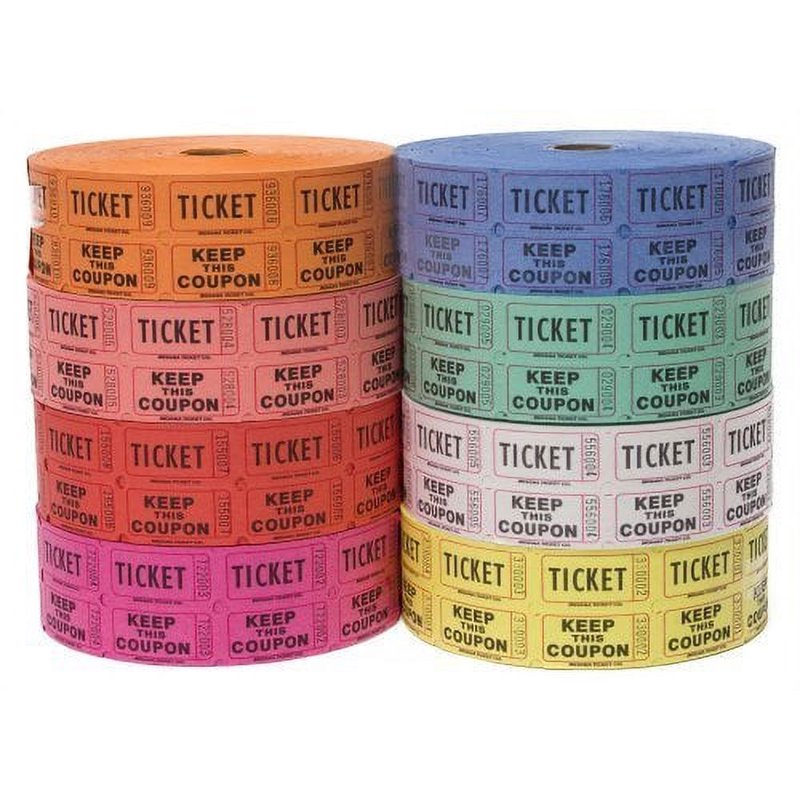Raffle Tickets Pack of 4 Rolls (8,000 Total) Assorted Colors – Indiana Ticket Company