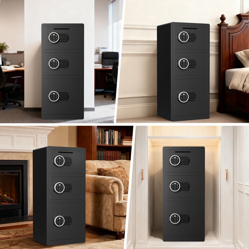 Fireproof Safe with Digital Keypad - 8 Cub Capacity, Dual Alarm & Deposit Slot
