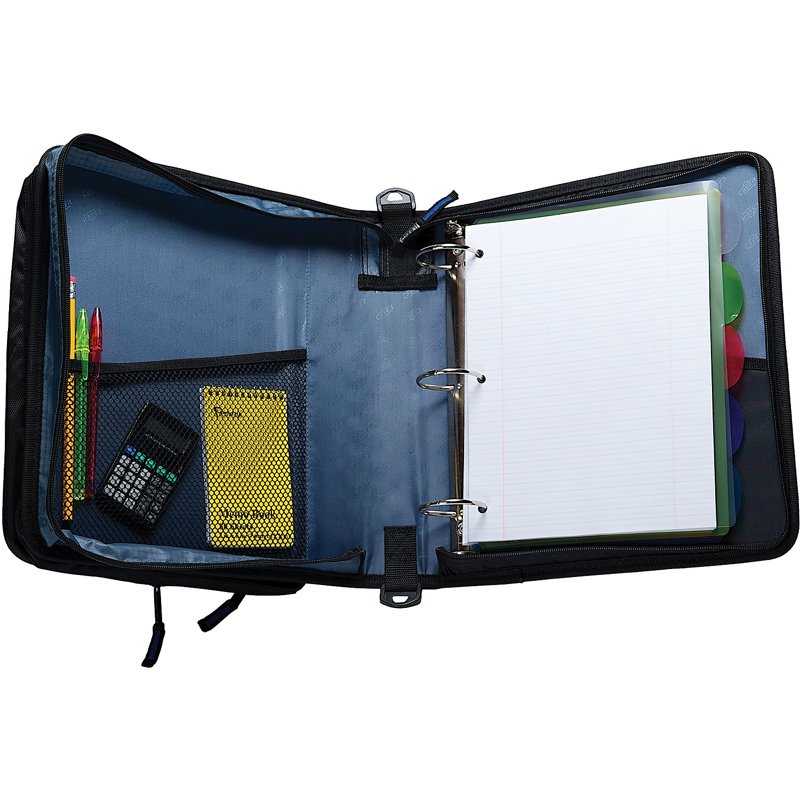 Universal 2-Inch Zipper Binder with 13-Inch Tablet Pouch - Blue