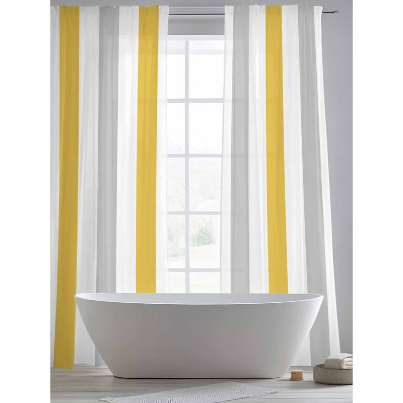 Semi Sheer Geometric Curtains 84 Inch Length Set for Living Room & Bedroom