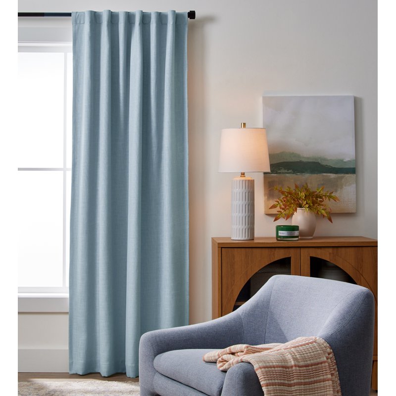 Blackout Linen Blend Curtain Panel 50x84 - Multiple Colors & Lengths
